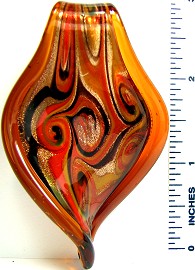 Amber Gold Bent Leaf Glass Pendant PD2294