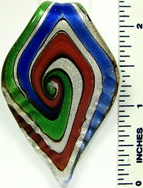 Green Blue Red Leaf Glass Pendant PD2464