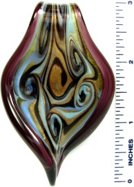 Purple Black Gold Bent Leaf Glass Pendant PD2477