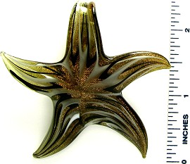 Gold Black White Starfish Glass Pendant PD2507