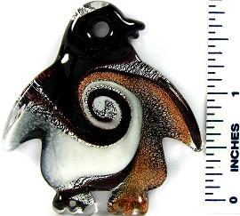 Black White Gold Penguin Glass Pendant PD2553