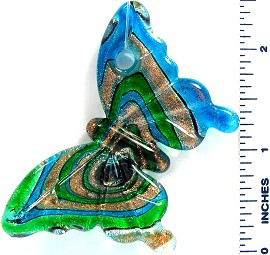Green Sky Blue Butterfly Glass Pendant PD2568