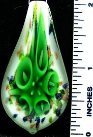 Glass Pendant Spoon Flower Green White PD2654
