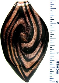 Black Gold Leaf Oval Point Glass Pendant PD2768