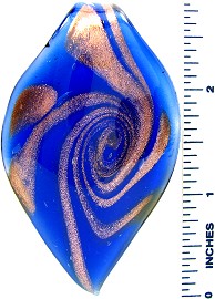 Blue Gold Leaf Oval Point Glass Pendant PD2769