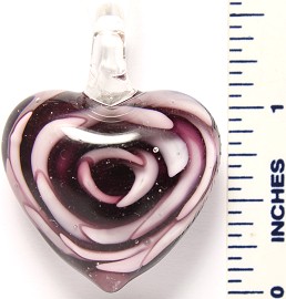 Dark purple Flower Clear Small Heart Glass Pendant PD2888