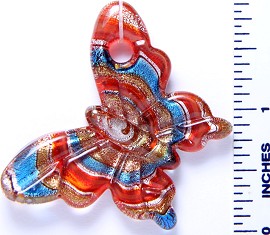 Glass Pendant Butterfly Red Blue PD3000
