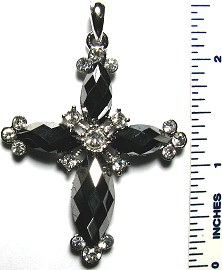 Obsidian Pendant Cross Silver PD3252