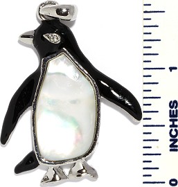 Abalone Pendant Penguin Black White PD3378