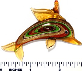 Glass Pendant Dolphin Gold PD3430