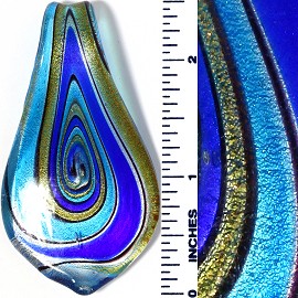 Glass Pendant Leaf Turquoise Blue PD3452