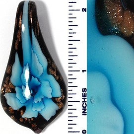 Glass Pendant Flower Tear Black Sky Blue PD3457