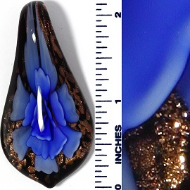 Glass Pendant Flower Tear Black Blue PD3460