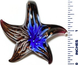 Glass Pendant Starfish Flower Black Gold Blue Purple PD3513