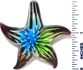 Glass Pendant Starfish Flower Black Gold Green Sky Blue PD3514