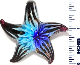 Glass Pendant Starfish Flower Black Sky Blue PD3515