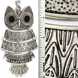 Metal Pendant Owl Silver PD3620