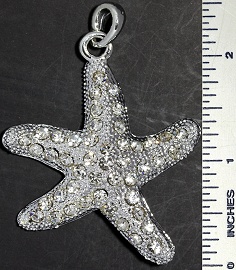 Rhinestone Pendant Starfish Silver PD3621