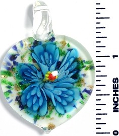 Glass Pendant Flower Round Heart White Turquoise PD3638