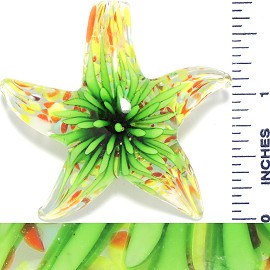 Glass Pendant Flower Starfish Yellow Green PD3674