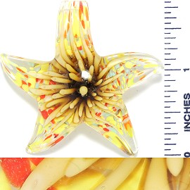 Glass Pendant Flower Starfish Yellow Tan PD3675
