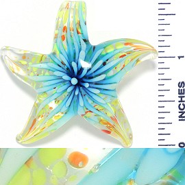 Glass Pendant Flower Starfish Yellow Teal PD3676