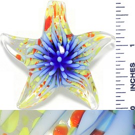 Glass Pendant Flower Starfish Yellow Blue PD3677