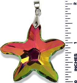 Crystal Pendant Starfish Aura Borealis PD3725