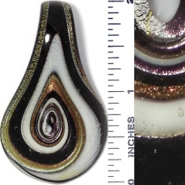 Glass Pendant Spoon Black Gold PD3784
