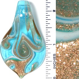 Glass Pendant Spoon Gold Sky Blue PD3789