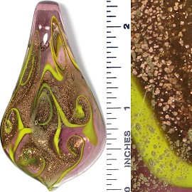 Glass Pendant Spoon Gold Yellow Lavender PD3792