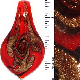 Glass Pendant Leaf Gold Red PD3802