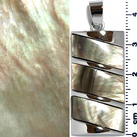 Abalone Pendant Rectangle Cream Silver PD3838