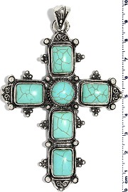Earth Stone Cross Pendant Turquoise PD3942