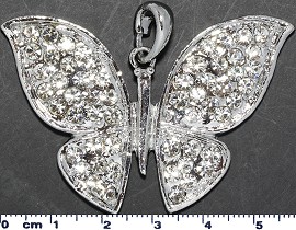 Rhinestone Pendant Butterfly Silver PD3947