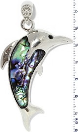 Abalone Pendant Dolphin Green Silver PD3989