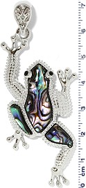 Abalone Pendant Frog Green Silver PD3991