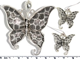 Set Pendant Earring Silver Butterfly PD4024