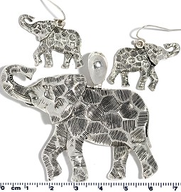 Set Pendant Earring Silver Elephant PD4025