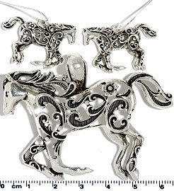 Set Pendant Earring Silver Horse PD4026