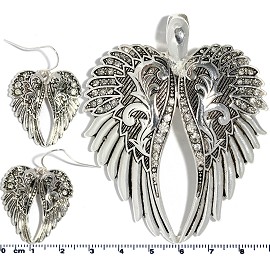 Set Pendant Earring Silver Angel Wings PD4028
