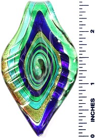 Glass Pendant Leaf Arrow Blue Birght Green PD468