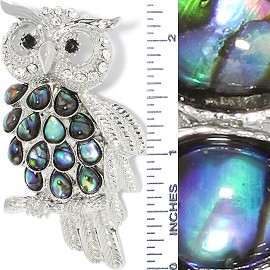 Abalone Pendant Owl Silver Green PD504