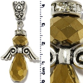 Crystal Tear Bead Rhinestone Pendant Angel Gold PD616