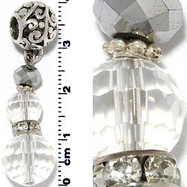 Crystal Ball Bead Rhinestone Pendant Clear Silver PD621