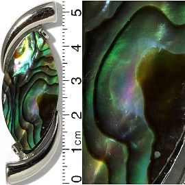 Abalone Pendant Oval Green Silver Metallic Tone PD626