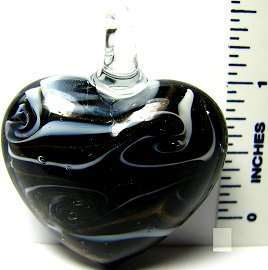Black White Thick Heart Glass Pendant PD638