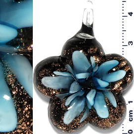 Glass Pendant Flower Round Star Gold Black Turquoise PD662