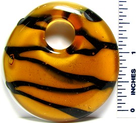 Yellow Black Lines Round Glass Pendant PD729