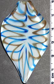 Glass Pendant Leaf Point White Gold Turquoise PD805